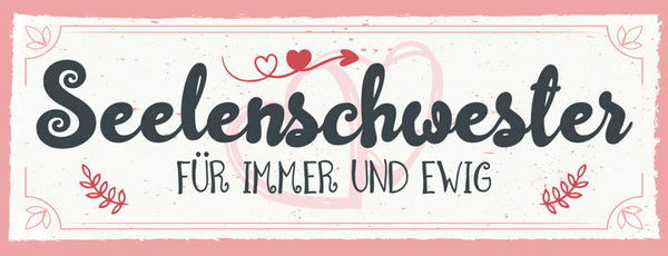 Schild Seelenschwester Für Immer & Ewig Geschwister Familie 27x10 Blech od.Holz