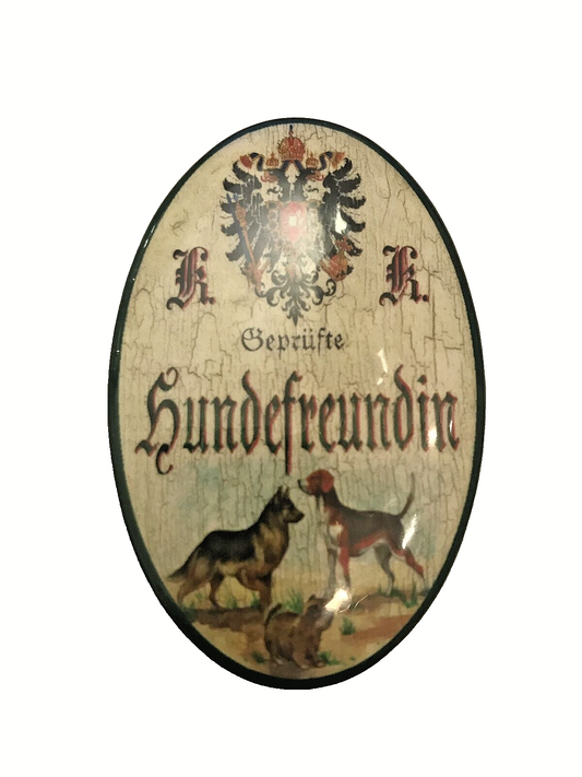 K&K Nostalgie Flaschenöffner Magnet Geprüfte Hundefreundin 7x4,5cm