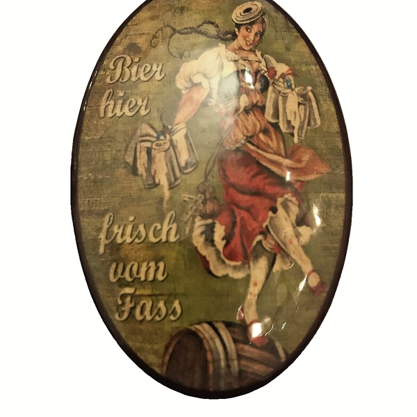 K&K Nostalgie Flaschenöffner Magnet Bier Hier Frisch Vom Fass 7x4,5cm