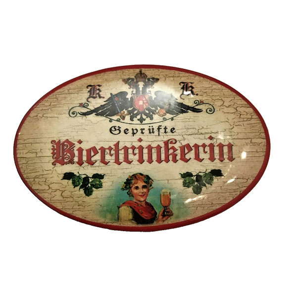 K&K Nostalgie Flaschenöffner Magnet Geprüfte Biertrinkerin 7x4,5cm