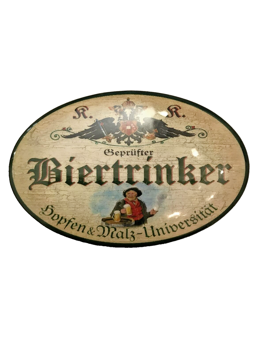 K&K Nostalgie Flaschenöffner Magnet Geprüfter Biertrinker 7x4,5cm