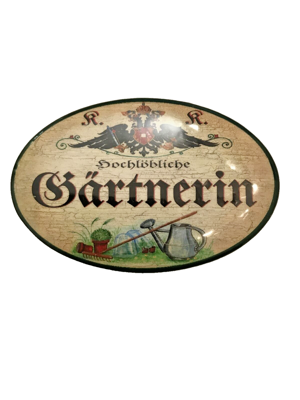K&K Nostalgie Flaschenöffner Magnet Hochlöbliche Gärtnerin 7x4,5cm