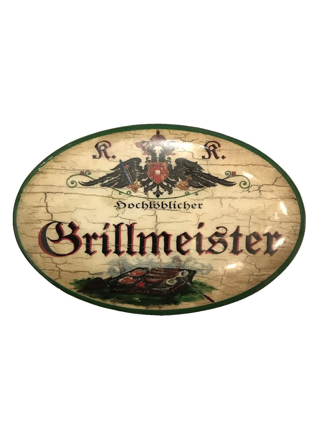 K&K Nostalgie Flaschenöffner Magnet Hochlöblicher Grillmeister 7x4,5cm