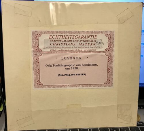 Original Tonlithographie von Sandmann um 1858, Echtheitsgarantie, Luverek,300024
