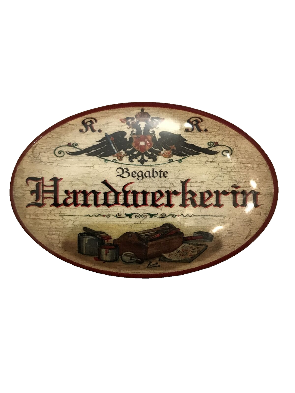 K&K Nostalgie Flaschenöffner Magnet Begabte Handwerkerin 7x4,5cm