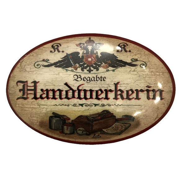 K&K Nostalgie Flaschenöffner Magnet Begabte Handwerkerin 7x4,5cm
