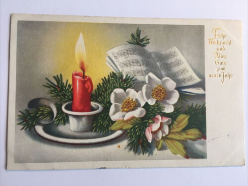 Glückwunsch Weihnachtskarten. Gesteck und Notenheft. 641.