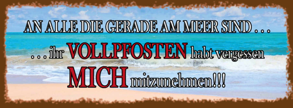 Schild An Alle Die Gerade Am Meer Sind Vollpfosten Vergessen Mich Mitnehmen