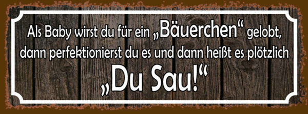 Schild Als Baby Wirst Du Für Bäuerchen Gelobt Perfektionierst Du Es Sau 27x10