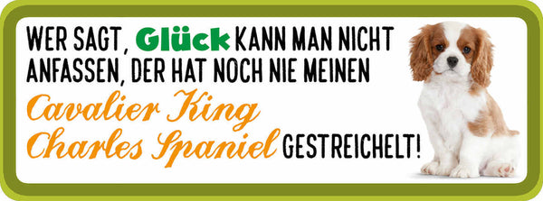 Schild Wer Sagt Glück Kann Man Nicht Anfassen Charles Spaniel Gestreichelt Hund