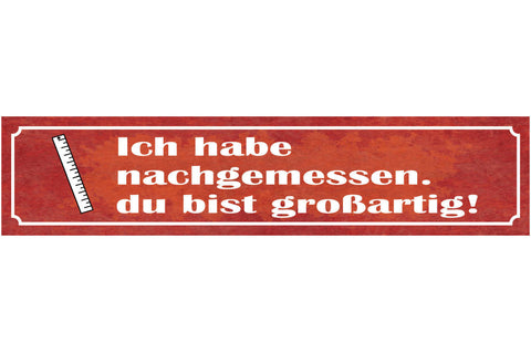 Schild Ich Habe Nachgemessen Du Bist Großartig Super Nett 46 x 10 Blech od. Holz