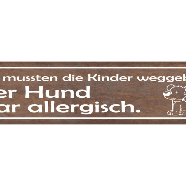 Schild Wir Mussten Die Kinder Weggeben Hund War Allergisch 46 x 10 Blech od.Holz