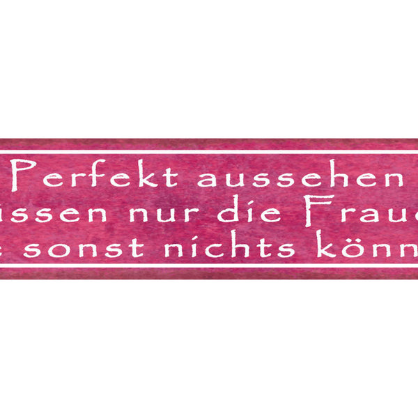 Schild Perfekt Aussehen Müssen Nur Die Frauen Die Sonst Nichts Können 46 x 10