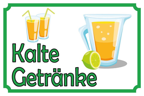 Schild Kalte Getränke Verkauf Limonade Stand 12x18 / 20x30 / 30x40 Blech od.Holz
