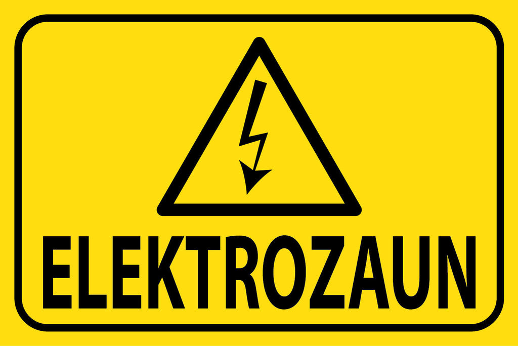 Schild Elektro Zaun Strom Vorsicht Gefahr 12x18 / 20x30 / 30x40 Blech od. Holz