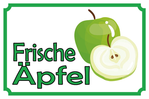 Schild Frische Äpfel Apfel Obst Verkauf 12x18 / 20x30 / 30x40 Blech od. Holz