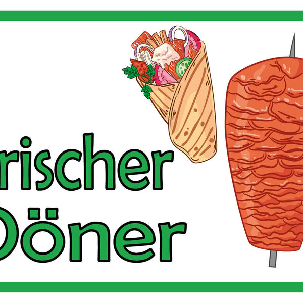 Schild Frischer Döner Kebab Fast Food 12x18 / 20x30 / 30x40 Blech od. Holz