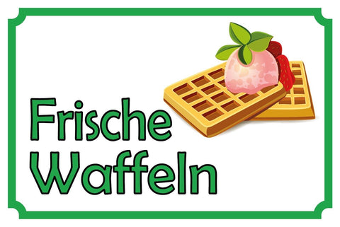 Schild Frische Waffeln Imbiss Verkauf Stand 12x18 / 20x30 / 30x40 Blech od. Holz