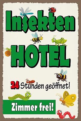 Schild Insekten Hotel Zimmer Biene Käfer 12x18 / 20x30 / 30x40 Blech od. Holz