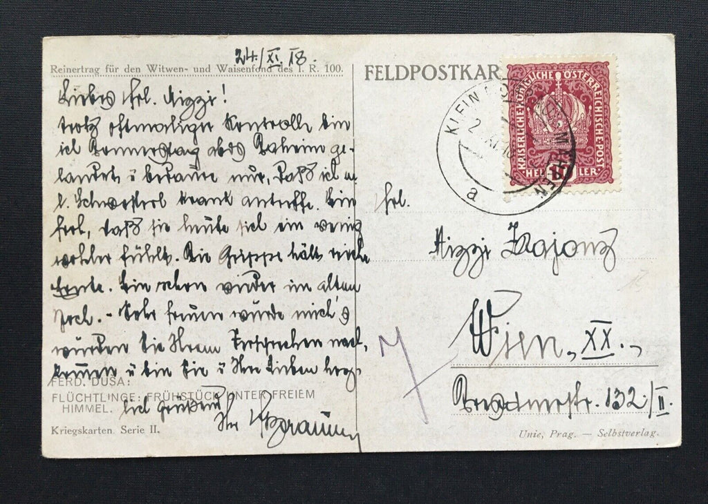 Flüchtlinge Frühstück unter freiem Himmel (F.Dusa) Militär Krieg 400878 TH