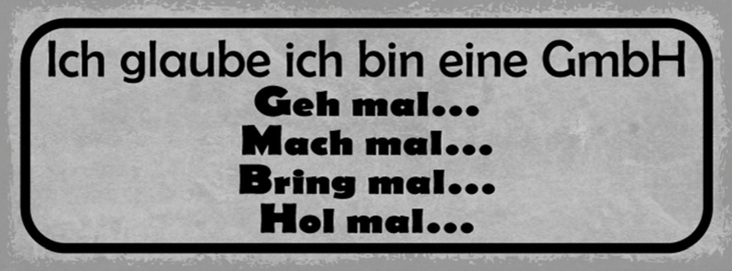 Schild Ich Glaube Ich Bin Eine GmbH Geh Mal Bring Hol Mal 27x10 Blech od.Holz