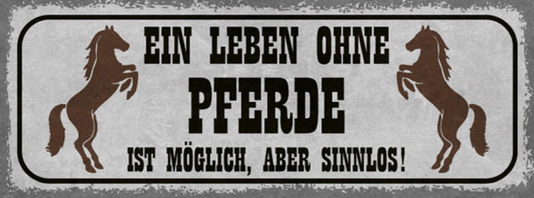 Schild Ein Leben Ohne Pferde Ist Möglich Aber Sinnlos Reiten 27x10 Blech od.Holz