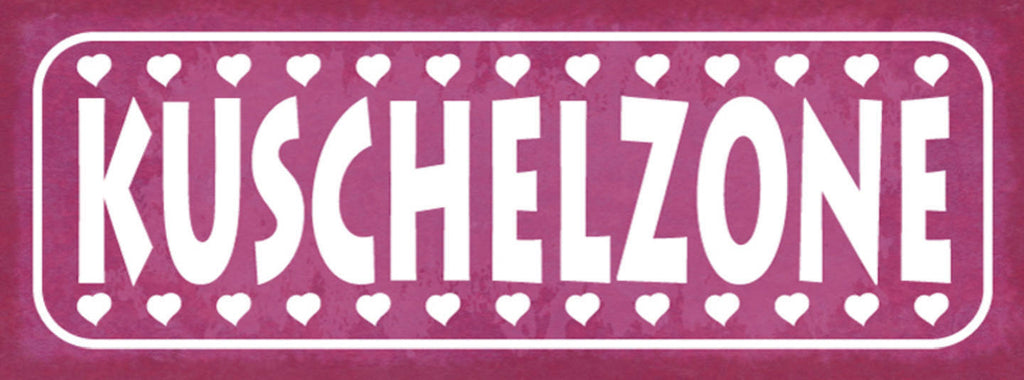 Schild Kuschel Zone Liebe Romantik Schlafen Bett Couch 27x10 Blech od.Holz