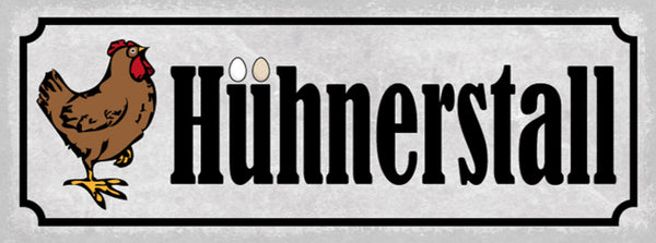 Schild Hühner Stall Hendl Eier Ei Bauernhof Zucht Huhn 27x10 Blech od.Holz