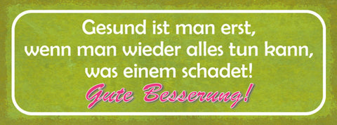 Schild Gesund Ist Man Erst Wenn Man Wieder Alles Tun Kann Was Einem Schadet