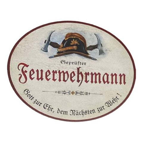Nostalgie Holzschild geprüfter Feuerwehrmann Gott zur Ehr dem nächsten zur Wehr
