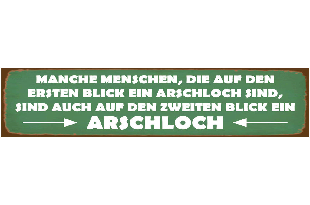 Schild Menschen Erster Zweiter Blick Arschloch Kenntnis 46 x 10 Blech od. Holz