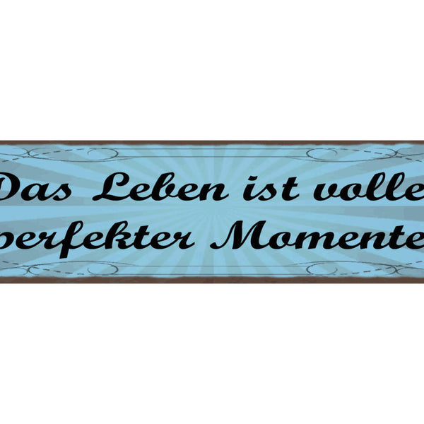 Schild Das Leben Ist Voller Perfekter Momente 46 x 10 Blech od. Holz