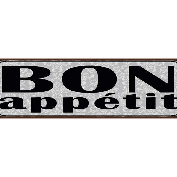 Schild Bon Appétit Guten Appetit Mahlzeit Essen Kochen 46 x 10 Blech od. Holz