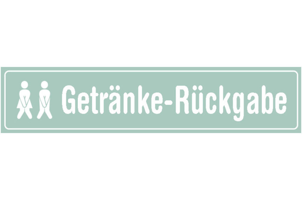 Schild Getränke Rückgabe WC Toilette Klo Alkohol Lokal Bar 46 x 10 Blech od.Holz