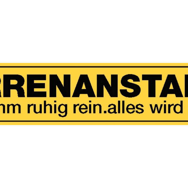 Schild Irrenanstalt Psychiatrie Klappsmühle Patienten 46 x 10 Blech od. Holz