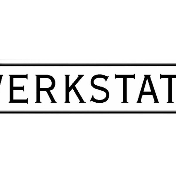 Schild Werkstatt Werkzeug Heimwerker Bastler Techniker 46 x 10 Blech od. Holz