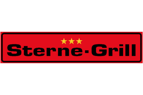 Schild 3 Sterne Grill Grillen Griller BBQ Fleisch Imbiss 46 x 10 Blech od. Holz