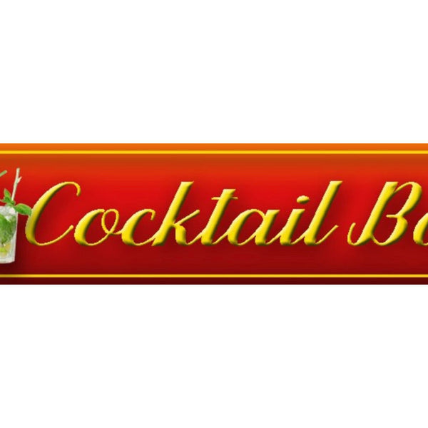 Schild Cocktail Bar Alkohol Drinks Glas Getränk Wirt Lokal 46 x 10 Blech od.Holz