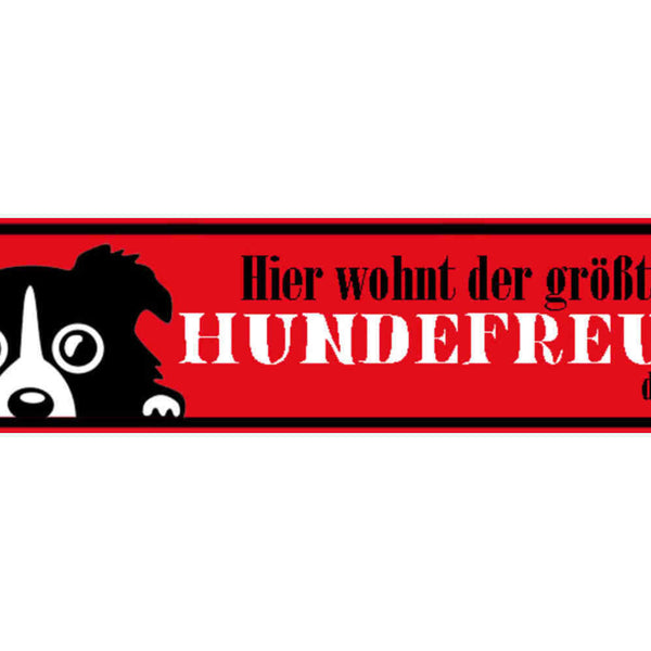 Schild Hunde Freund Hund Haus Tier Liebe Wohnung Welt 46 x 10 Blech od. Holz