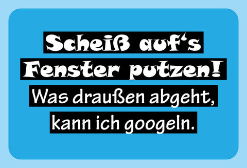 Schild Spruch Scheiß auf's Fenster putzen Was draußen abgeht kann ich googeln JW