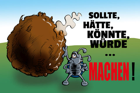 Schild Spruch Sollte Hätte Könnte Würde Machen Mistkäfer JW
