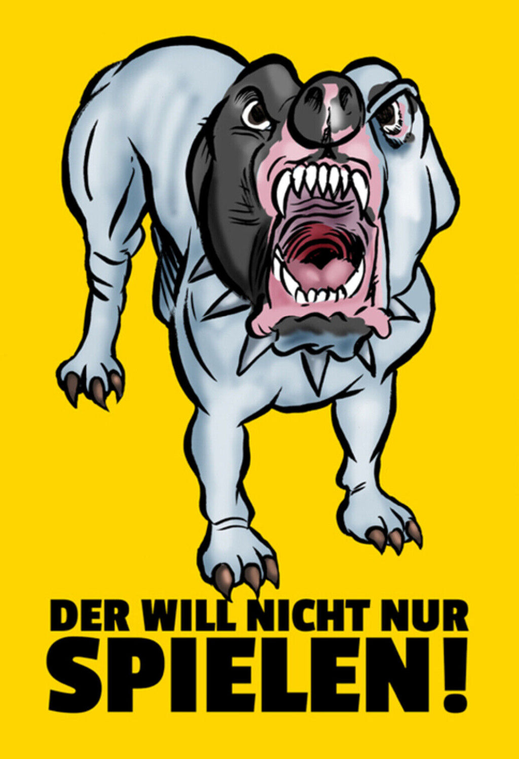 Schild Spruch Der will nicht nur spielen Hund Gefahr Warnung JW