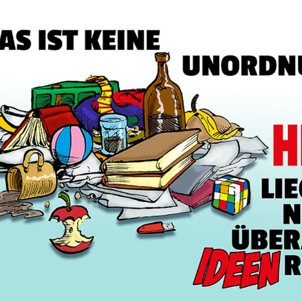 Schild Spruch Das ist keine Unordnung Hier liegen nur überall Ideen rum Chaos JW