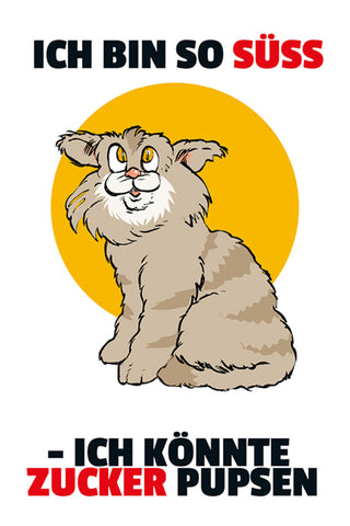 Schild Spruch Ich bin so süß Ich könnte Zucker pupsen Katze JW