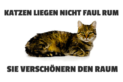 Schild Spruch Katzen liegen nicht faul rum Sie verschönern den Raum JW