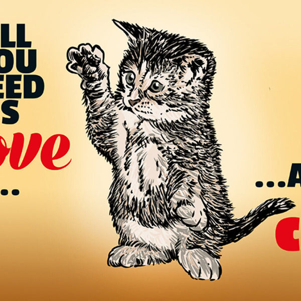 Schild Spruch All you need is Love and a Cat Alles was du brauchst Liebe KatzeJW