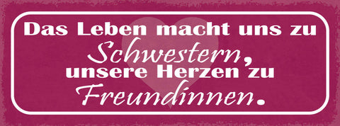 Schild Das Leben Macht Uns Zu Schwestern Unsere Herzen Zu Freundinnen 27x10