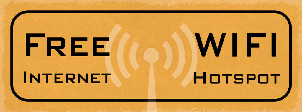Schild Free Wifi Internet Hotspot Gratis Wlan Surfen Web 27x10 Blech od.Holz