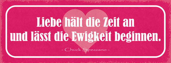 Schild Liebe Hält Die Zeit An & Lässt Die Ewigkeit Beginnen 27x10 Blech od.Holz
