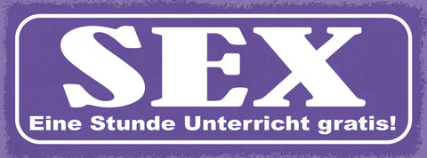 Schild Sex Eine Stunde Unterricht Gratis 27x10 Blech od.Holz